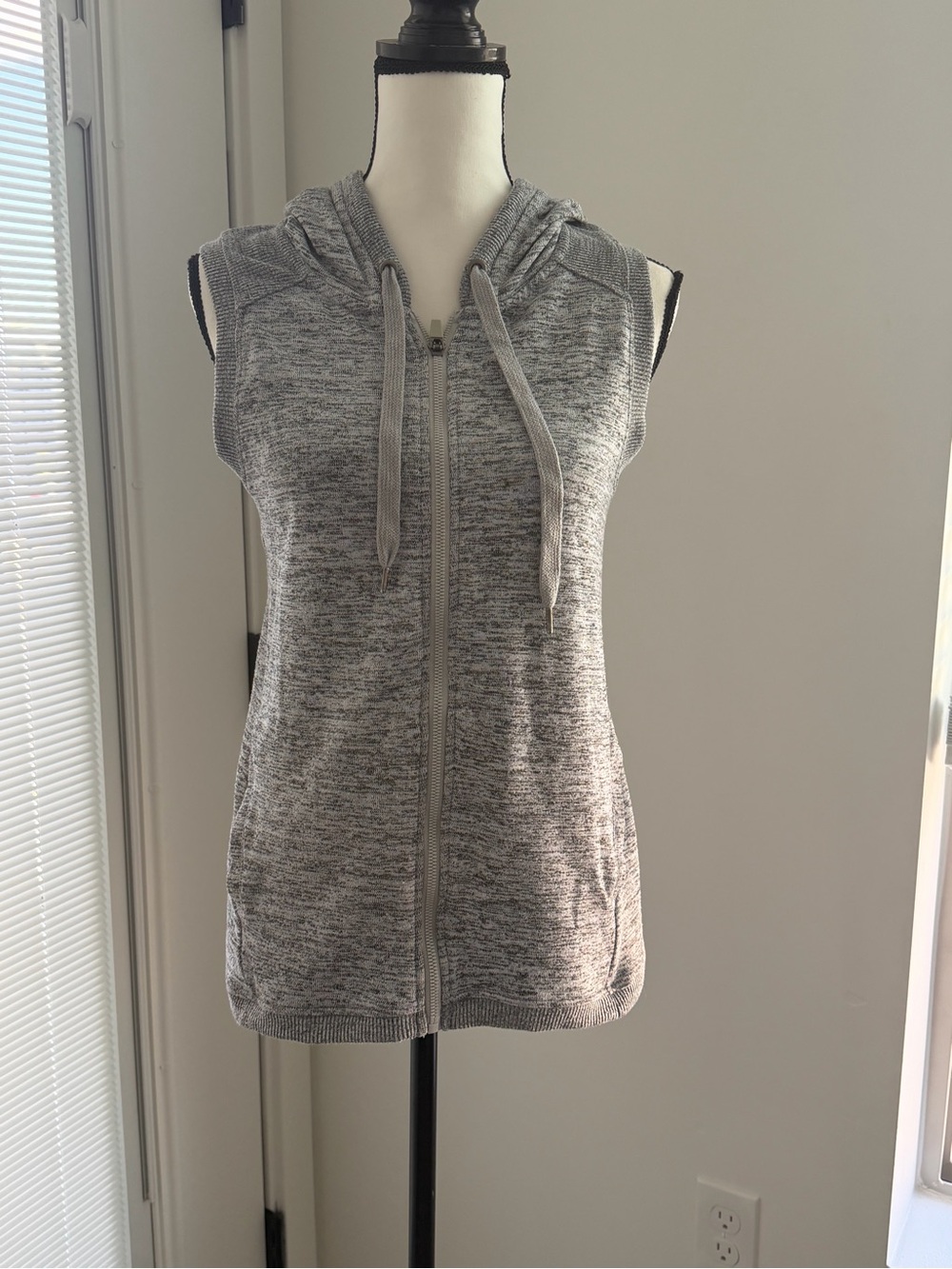 90 Degree By Reflex Sleeveless Hooded Zip-Up Vest - Grey Heather